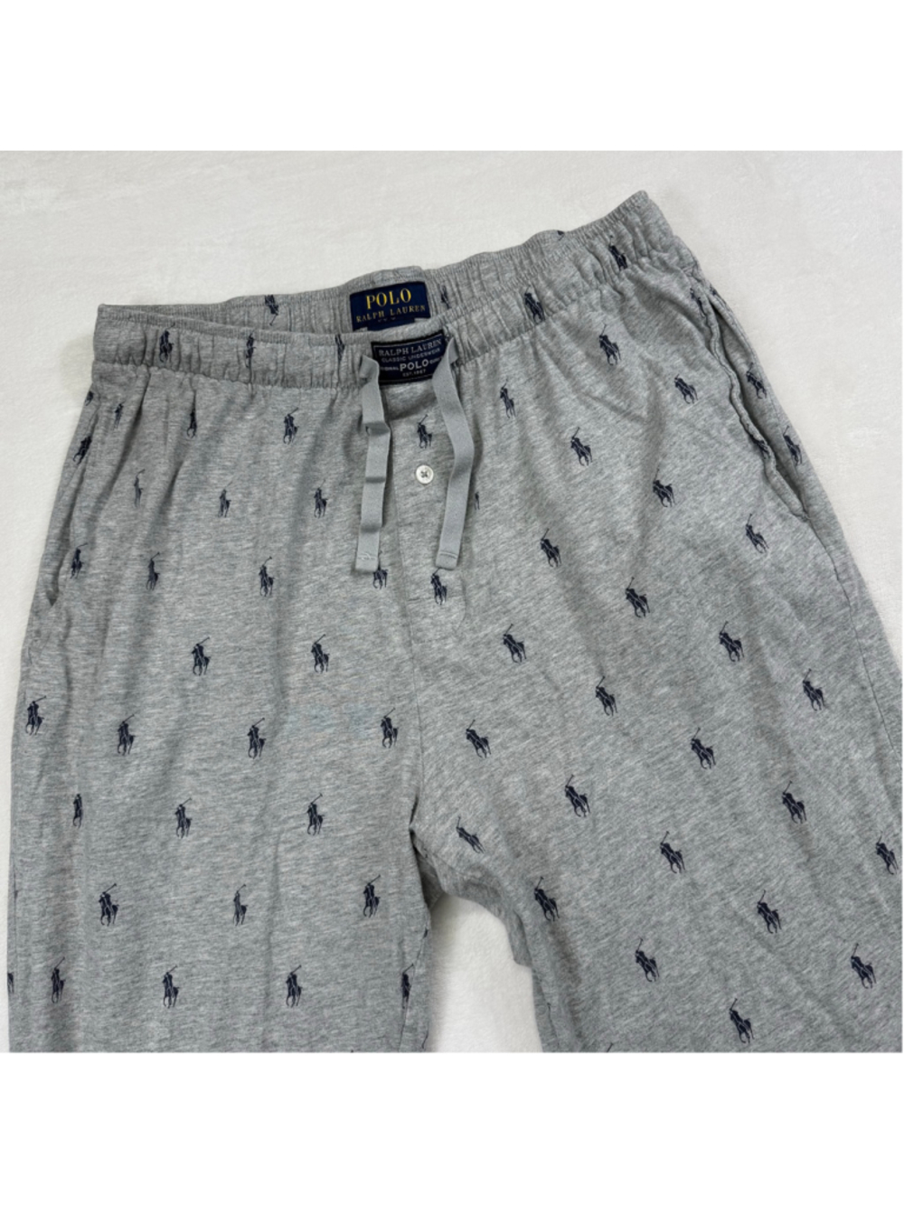 Men's Polo Ralph Lauren Loungewear Pajama Pants Medium Grey Navy Blue Pony